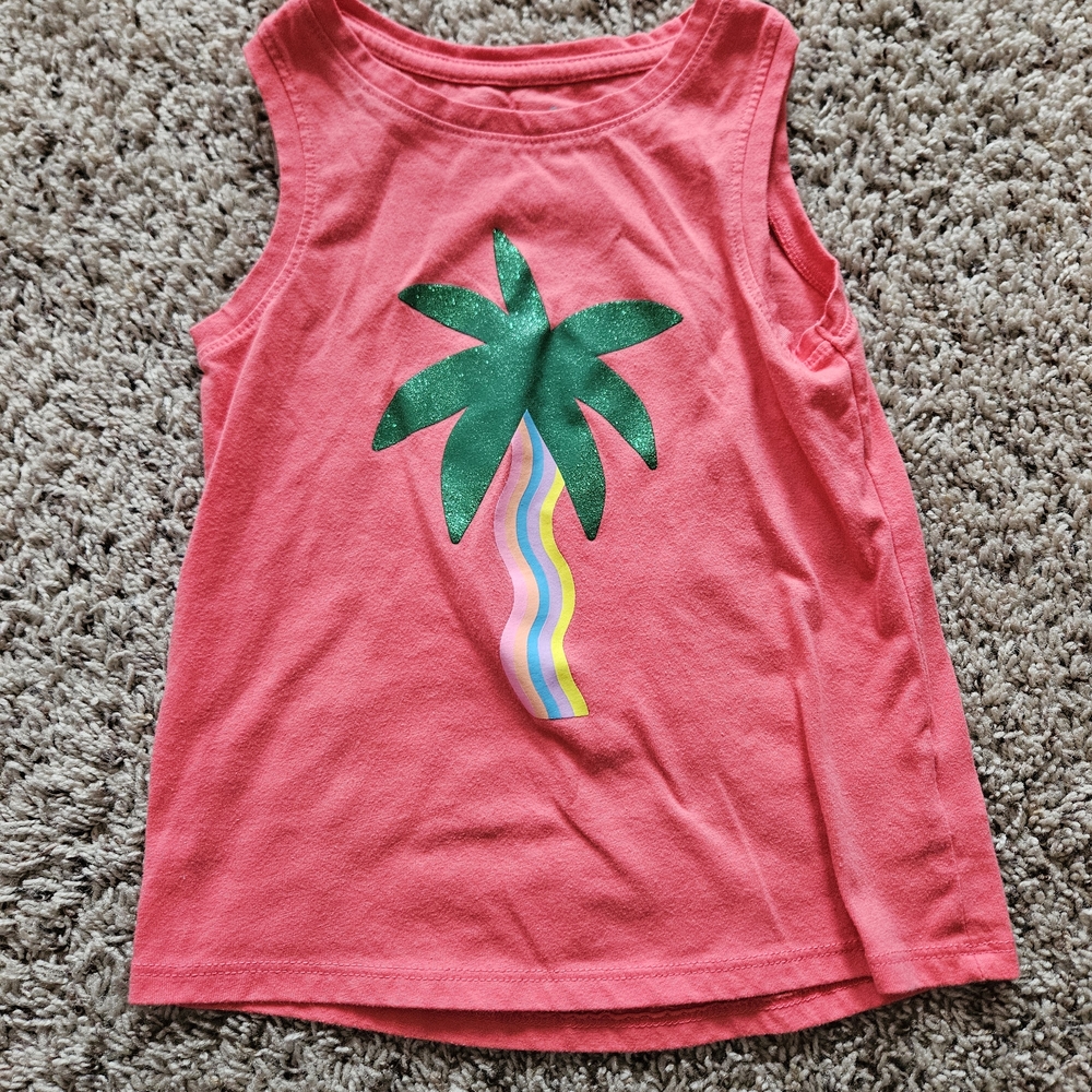Cat & Jack Pink Tank Top with Palm Tree Design